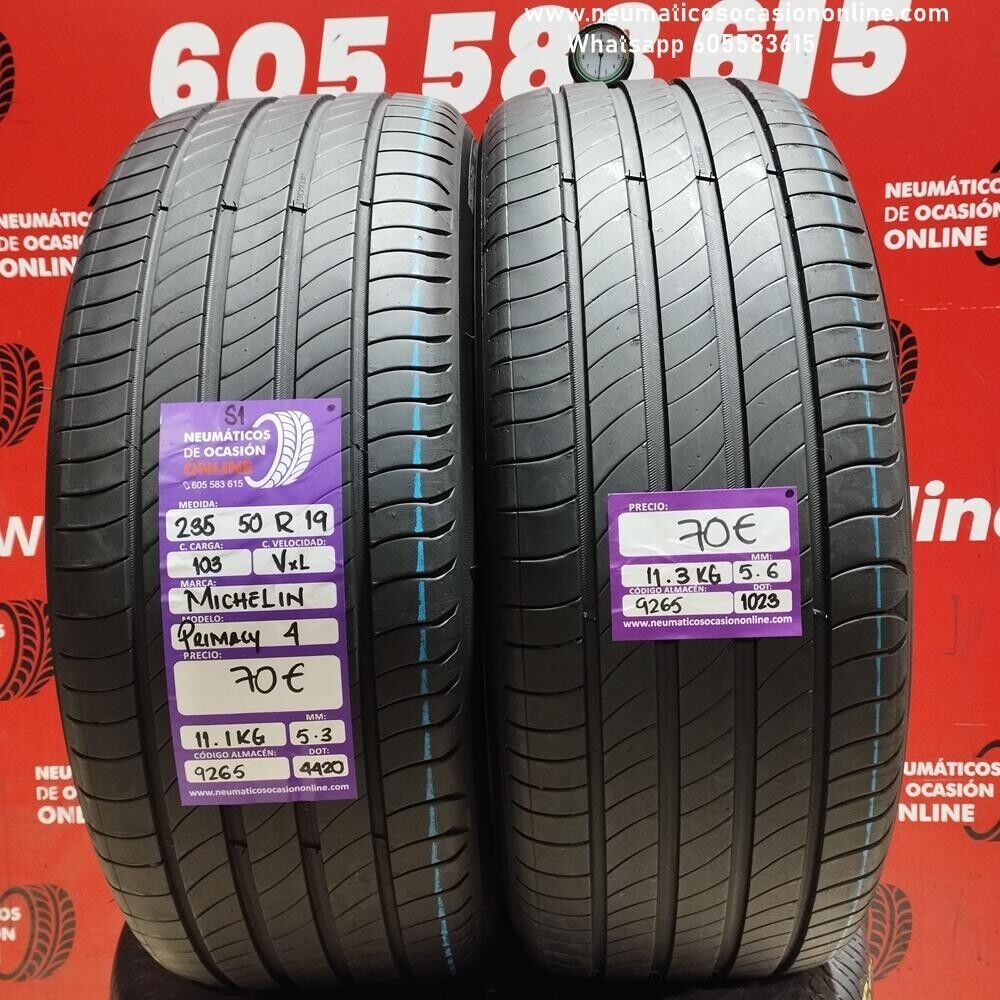 [Ref.9265] 2x 235 50 R19 103VXL MICHELIN PRIMACY4 5.6/5.3mm REF:9265