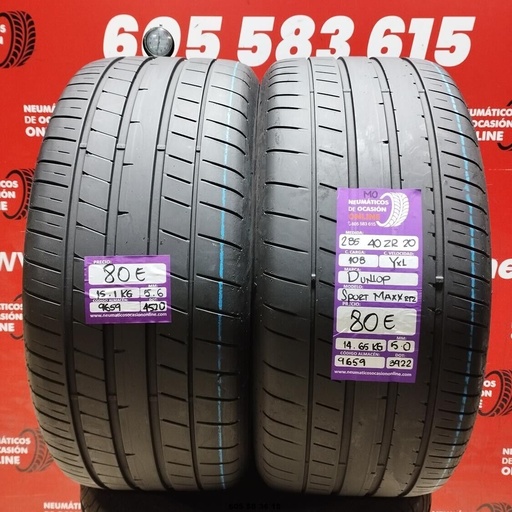 [Ref.9659] 2x 285 40 ZR20 108YXL DUNLOP SPORT MAXX RT2 MO 5.6/5.0mm REF:9659