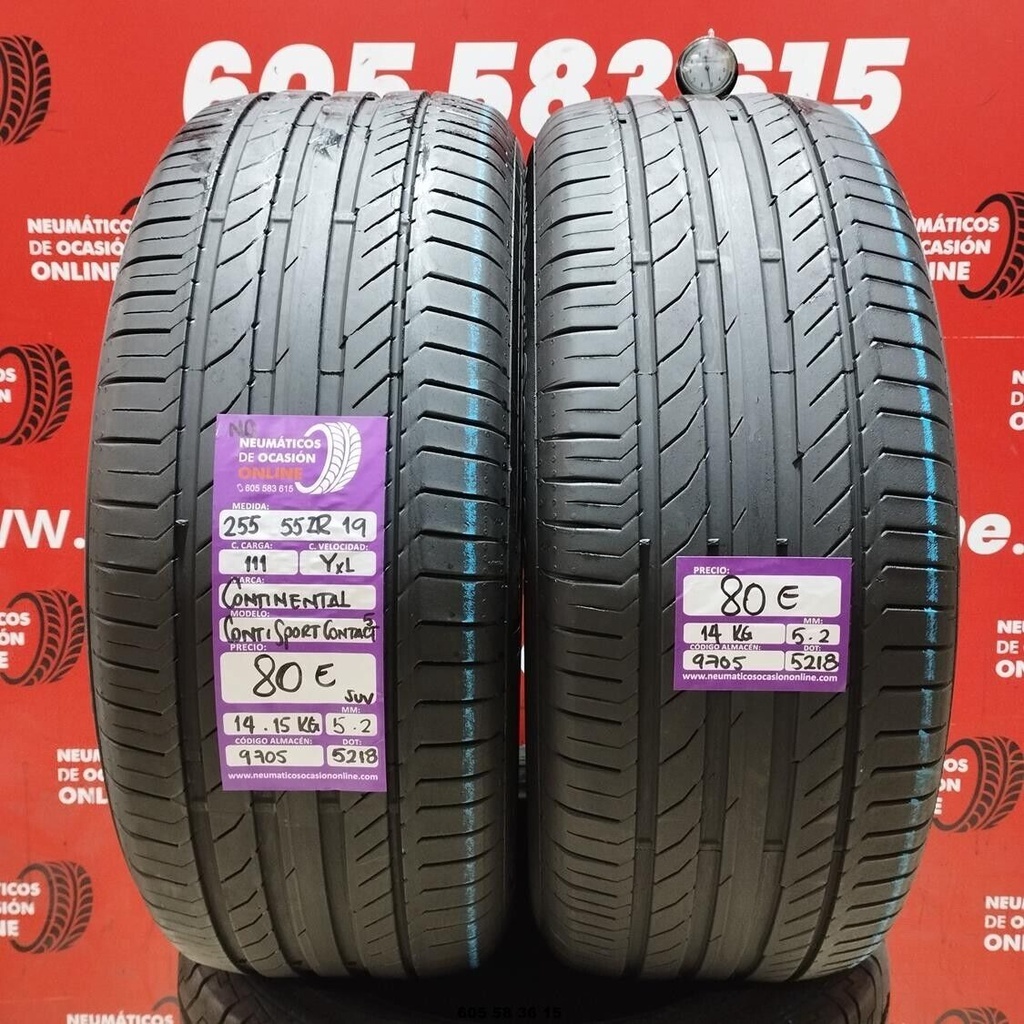 2x 255 55 ZR19 111YXL CONTINENTAL CONTISPORT CONTACT5 SUV 5.2/5.2mm REF:9705