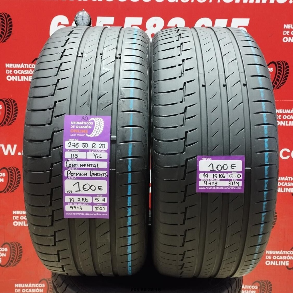 2x 275 50 R20 113YXL CONTINENTAL PREMIUM CONTACT6 SUV AO 5.4/5.0mm REF:9713