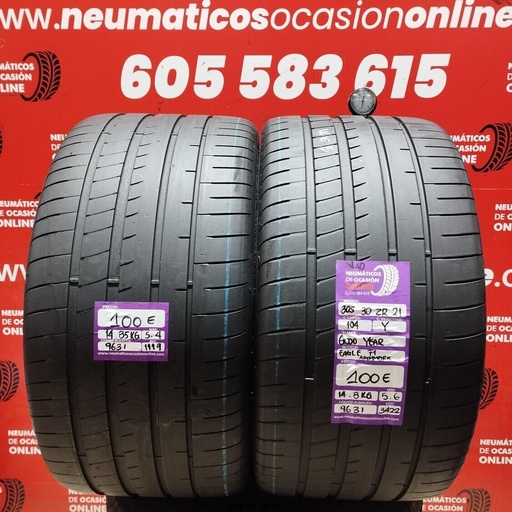 [Ref.9631] 2x 305 30 ZR21 104Y GOODYEAR EAGLE F1 ASYMMETRIC NAO 5.4/5.6mm REF:9631