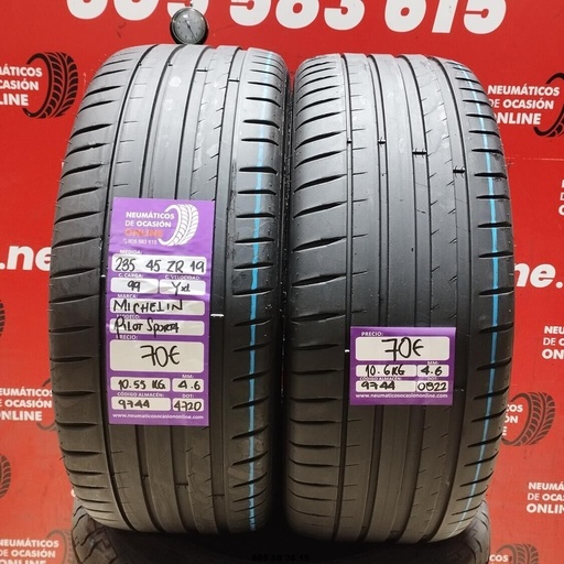 [Ref.9744] 2x 235 45 ZR19 99YXL MICHELIN PILOT SPORT4 4.6/4.6mm REF:9744