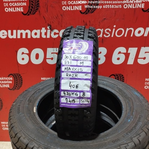 [ref:9413] 1 neumatico de moto 20 x 6.00 -10 MAXXIS RAZR 931 M (SIN USO)  DOT:5014 REF:9413