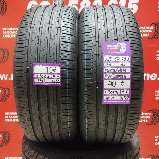 [Ref.9762] 2x 235 50 R19 99W CONTINENTAL ECO CONTACT6 5.6/5.6mm REF:9762