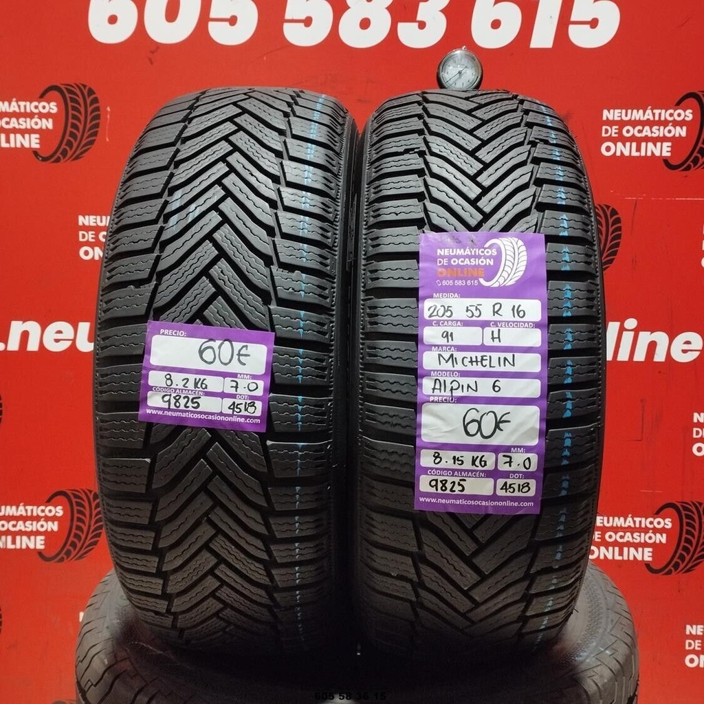 2x 205 55 R16 91H MICHELIN ALPIN 6 M+S* 7.0/7.0mm REF:9825