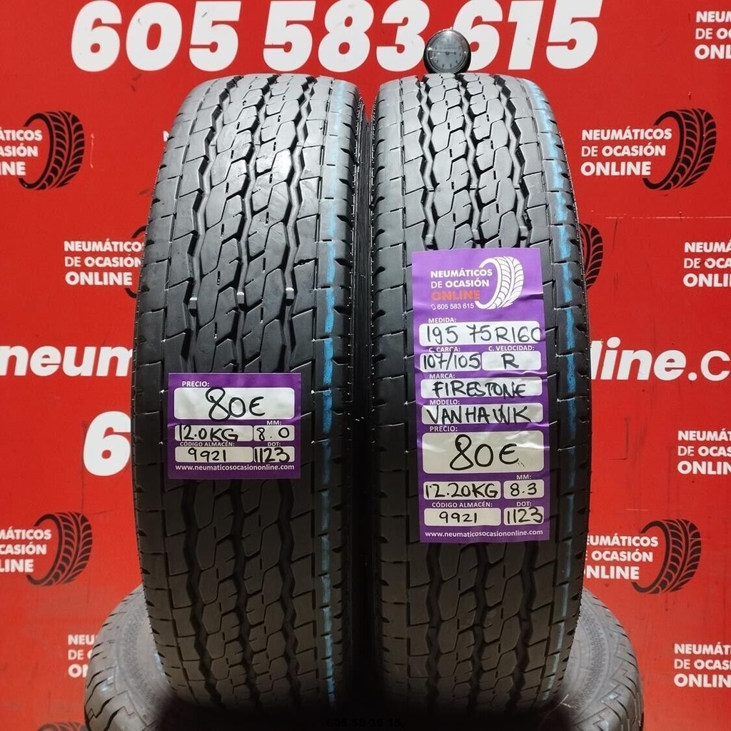 2x 195 75 16C 107R FIRESTONE VAN HAWK 8.0/8.3mm REF:9921