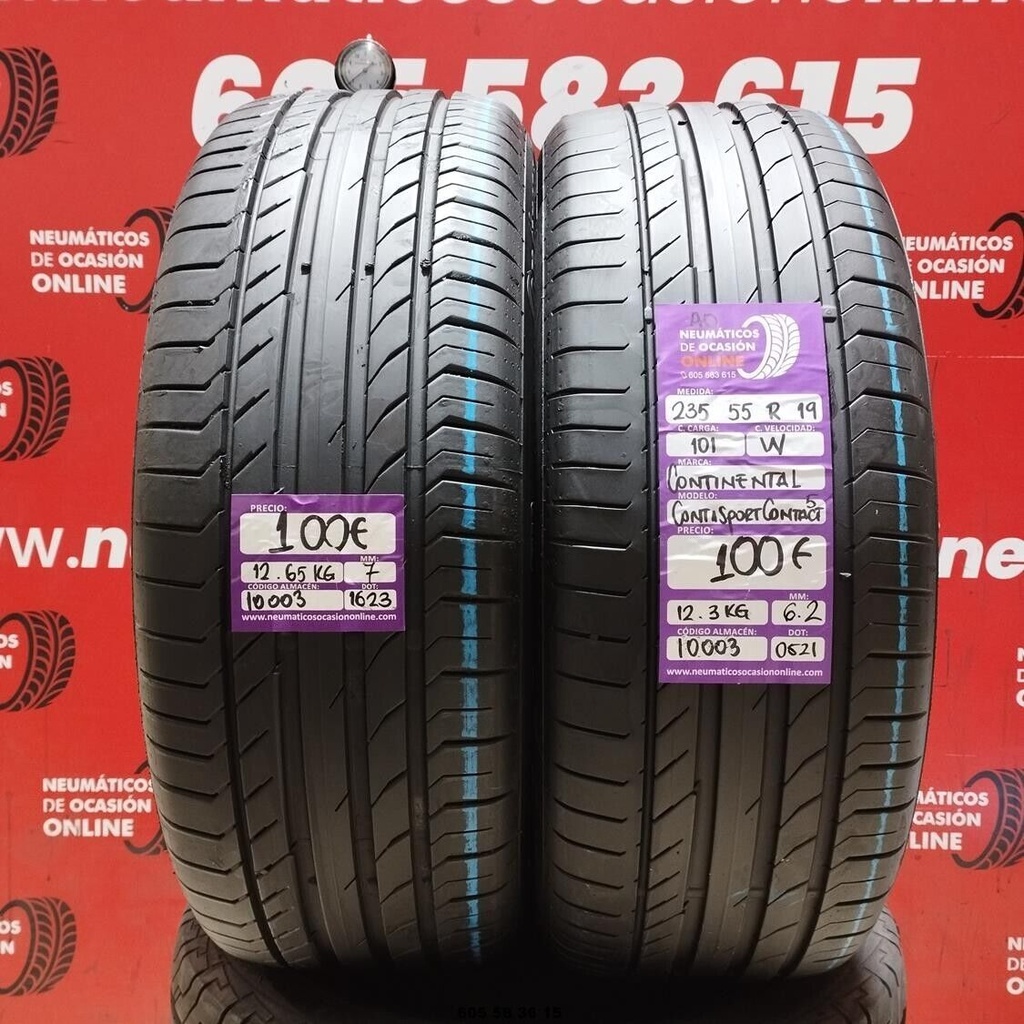 2x 235 55 R19 101W CONTINENTAL CONTISPORT CONTACT5 7.0/6.2mm REF:10003