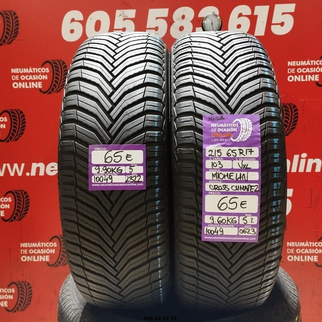 2x 215 65 R17 103VXL MICHELIN CROSS CLIMATE2 M+S* 5.0/5.2mm REF:10049