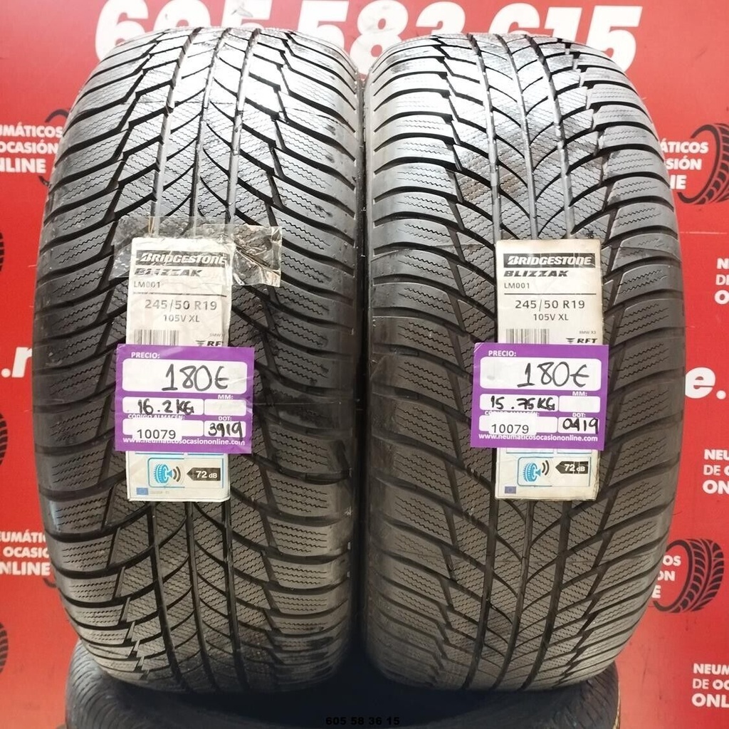 2x 245 50 R19 105V XL BRIDGESTONE BLIZZAK LM001  RFT (SIN USO) Ref.10079