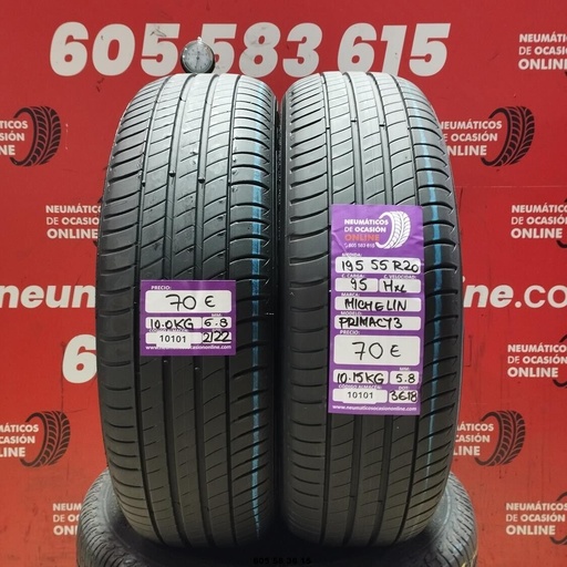 [Ref.10101] 2x 195 55 20 95H MICHELIN PRIMACY 3 5.8/5.8mm REF:10101