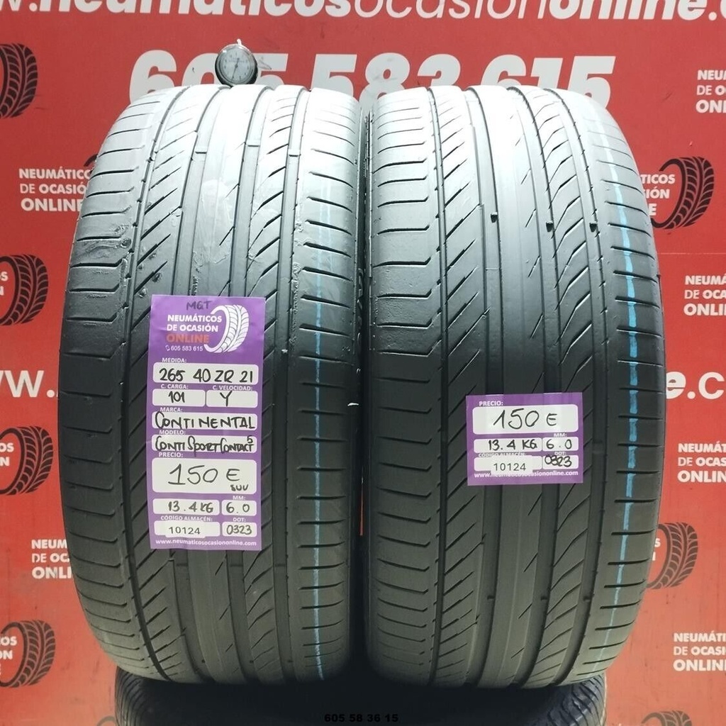 2x 265 40 Z R21 101Y CONTINENTAL CONTI SPORT CONTACT MGT SUV 6.0/6.0mm REF:10124
