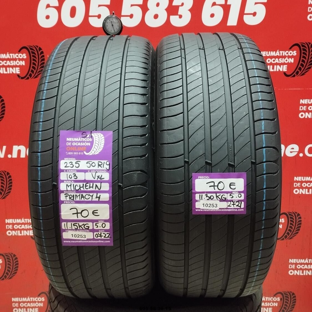 2x 235 50 R19 103V XL MICHELIN PRIMACY4  S1 5.0/5.0mm REF:10253