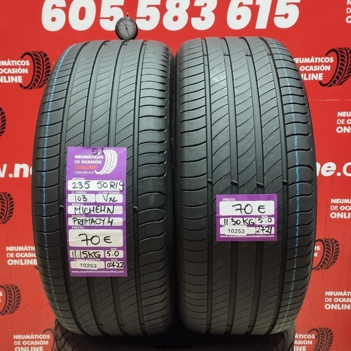 [Ref.10253] 2x 235 50 R19 103V XL MICHELIN PRIMACY4  S1 5.0/5.0mm REF:10253