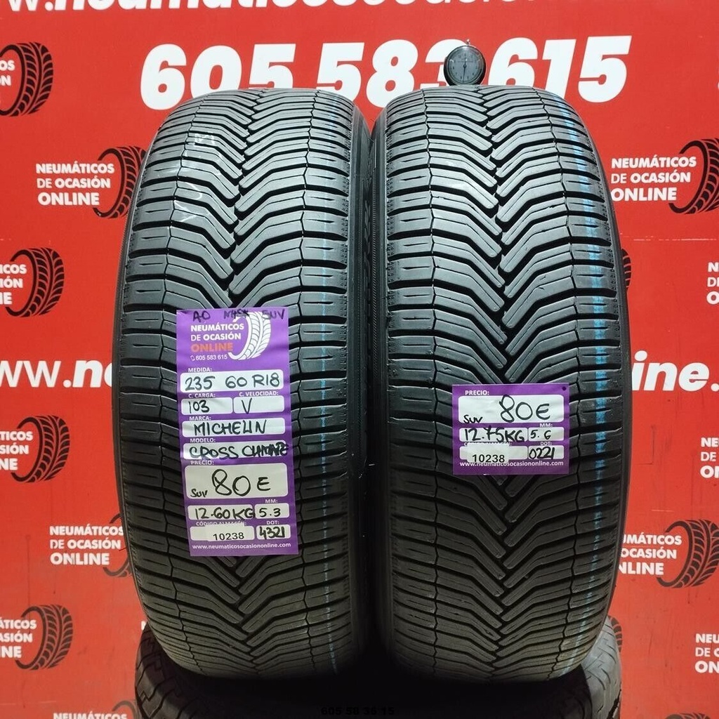 2x 235 60 R18 103V MICHELIN CROSS CLIMATE AO SUV M+S* 5.3/5.6mm REF:10238