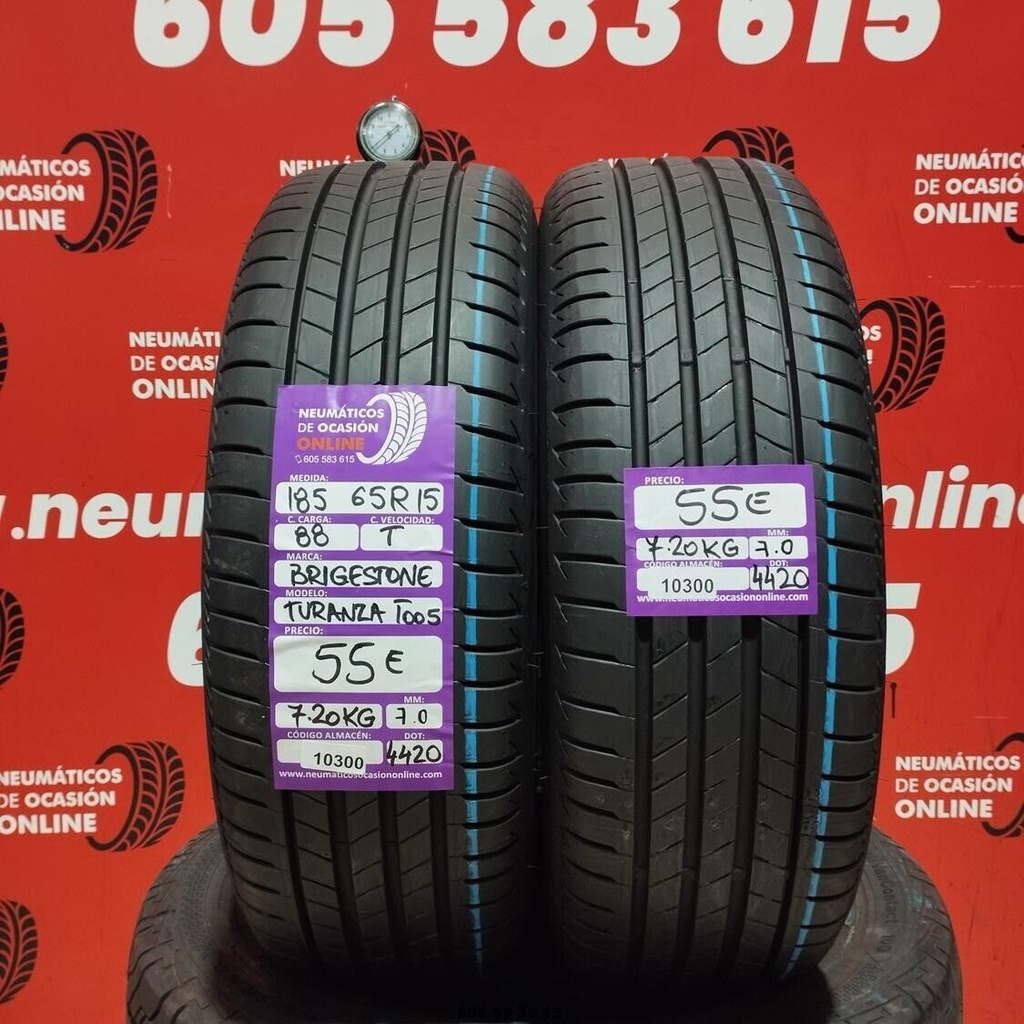 2x 185 65 R15 88T BRIDGESTONE TURANZA T005 7.0/7.0mm REF:10300