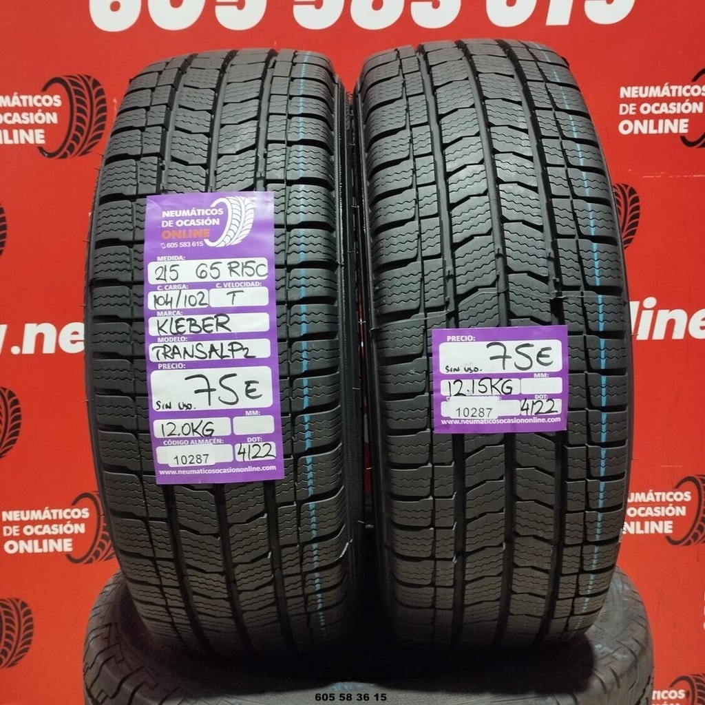 2x 215 65 R 15C 104/102T KLEBER TRANSALP2 DOT:4122  (SIN USO) Ref:10287