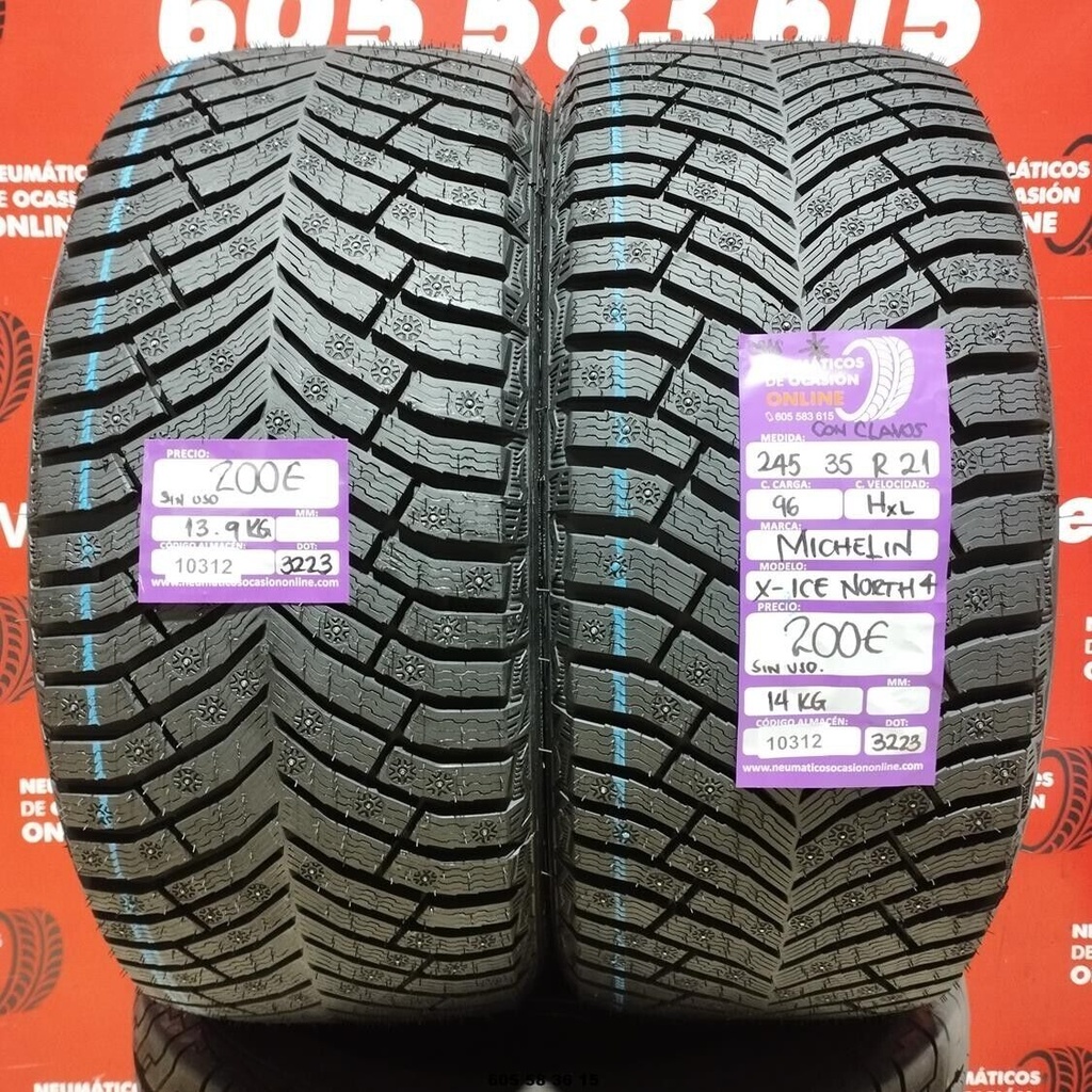 2x 245 35 R21 96H XL MICHELIN X-ICE CON CLAVOS DOT: 3223 (SIN USO) Ref.10312