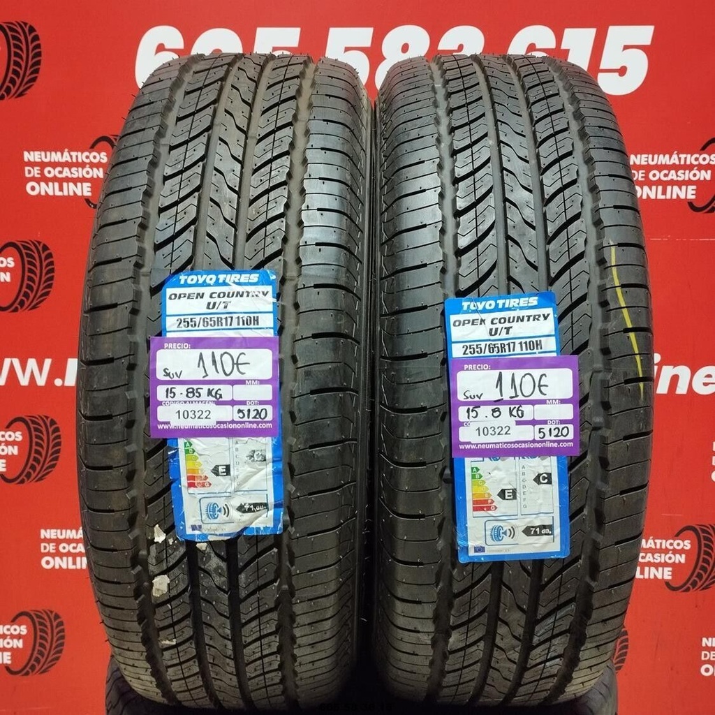 2x 255 65 R17 110H TOYO TIRES OPEN COUNTRY U/T DOT: 5120 (SIN USO) Ref.10322