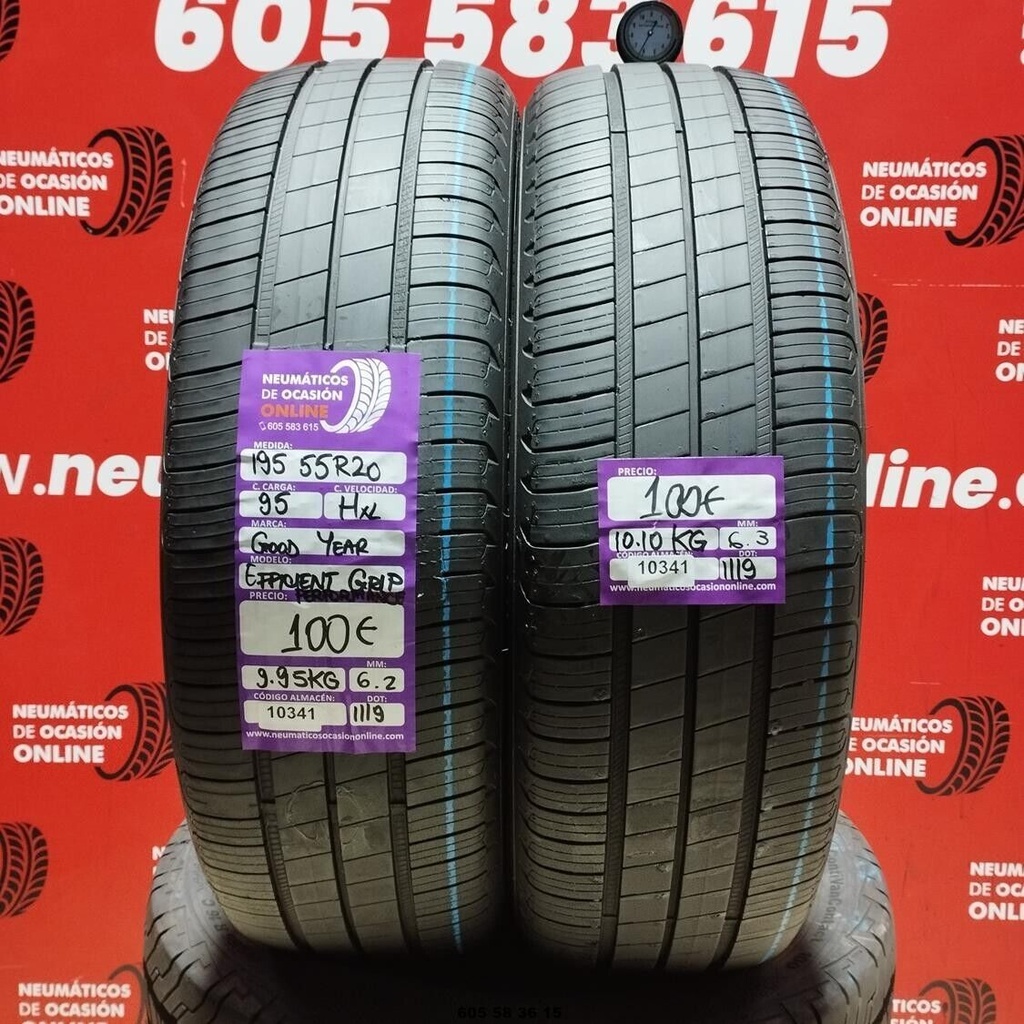 2x 195 55 R20 95H XL GOODYEAR EFFICIENT GRIP 6.2/6.3mm REF:10341