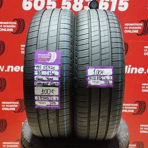 [Ref.10341] 2x 195 55 R20 95H XL GOODYEAR EFFICIENT GRIP 6.2/6.3mm REF:10341