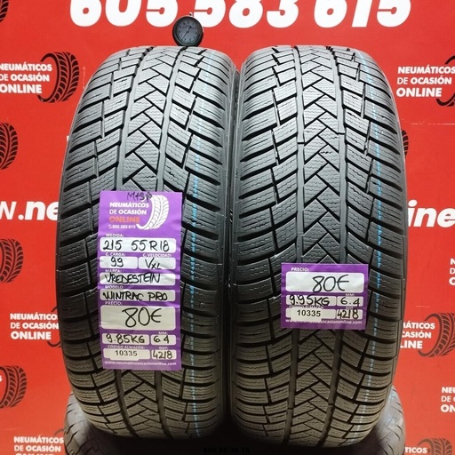 [Ref.10335] 2x 215 55 R18 99V XL VREDESTEIN WINTRC PRO M+S* 6.4/6.4mm REF:10335