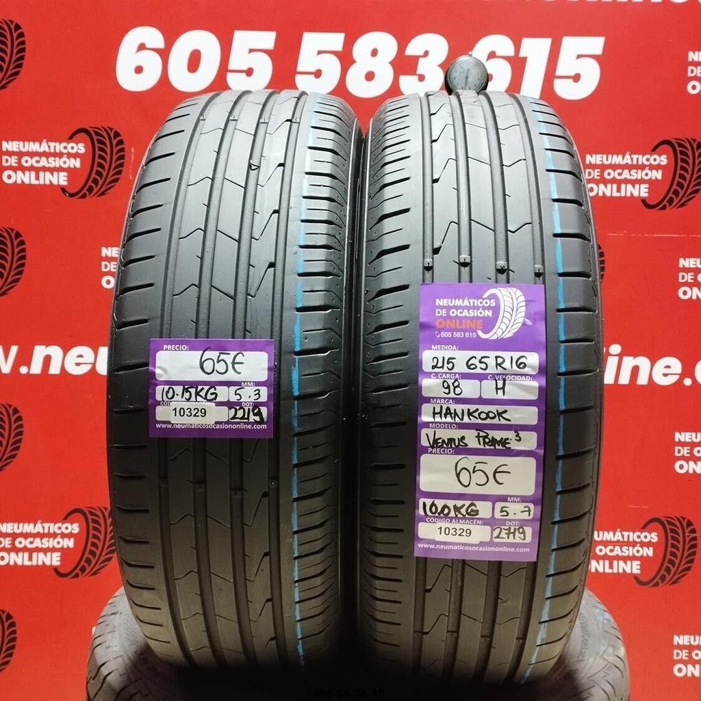 2x 215 65 R16 98H HANKOOK VENTUS PRIME3 5.3/5.7mm REF:10329