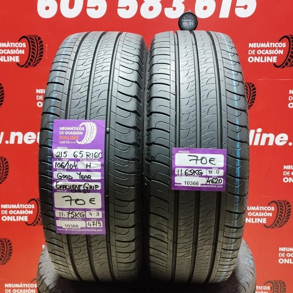 2x 215 65 R 16C 106/104H GOODYEAR EFFICIENT GRIP 7.3/8.0mm REF:10366