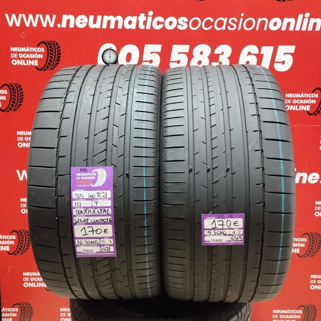 2x 315 40 R21 111Y CONTINENTAL SPORT CONTACT6 MO 5.7/4.2 mm REF:10449