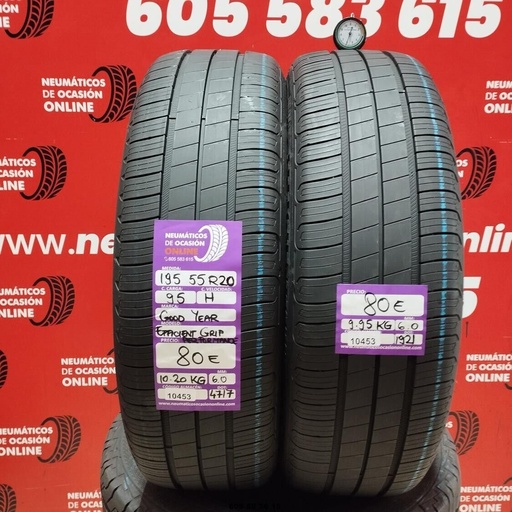 [Ref.10453] 2x 195 55 R20 95H GOODYEAR EFFICIENT GRIP PERFORMANCE 6.0/6.0mm REF:10453