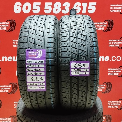 [Ref.10410] 2x 215 60 R 17C 109/107T GOODYEAR CARGO VECTOR M+S* 5.2/5.5mm REF:10410