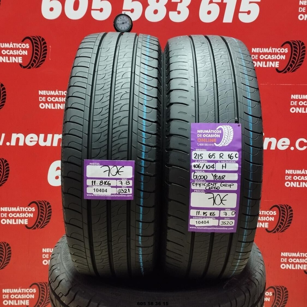 2x 215 65 R 16C 106/104H GOODYEAR EFFICIENT GRIP CARGO 7.8/7.0mm REF:10404