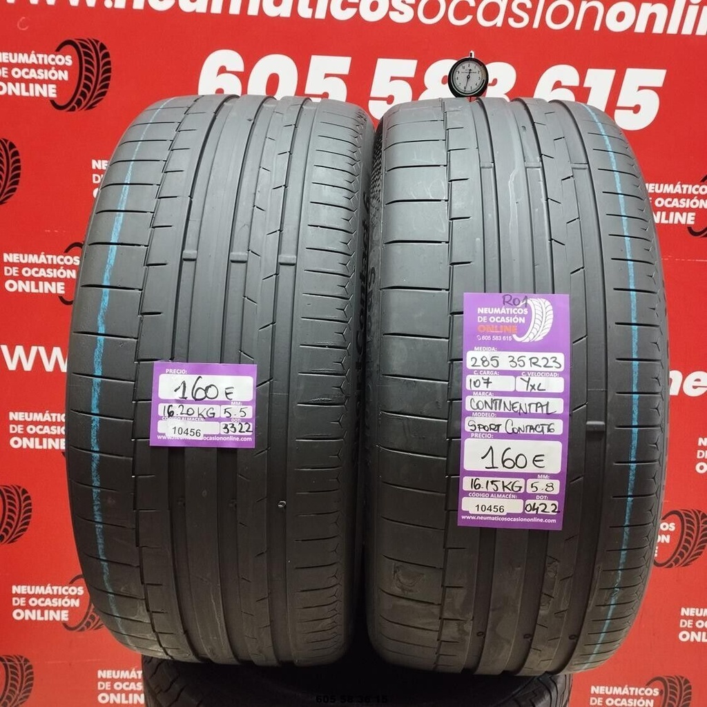 2x 285 35 R23 107YXL CONTINENTAL SPORTCONTACT6 RO1 5.5/5.8mm REF:10456