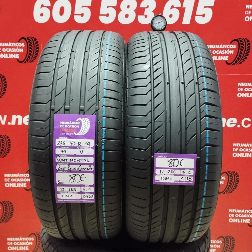 2x 235 50 R19 99V CONTINENTAL CONTISPORT CONTACT5 SUV 6.4/7.6mm REF:10564