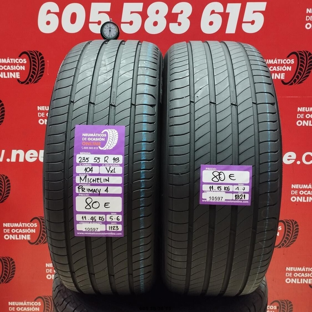 2x 235 55 R18 104VXL MICHELIN PRIMACY4  5.6/4.7mm  REF:10597