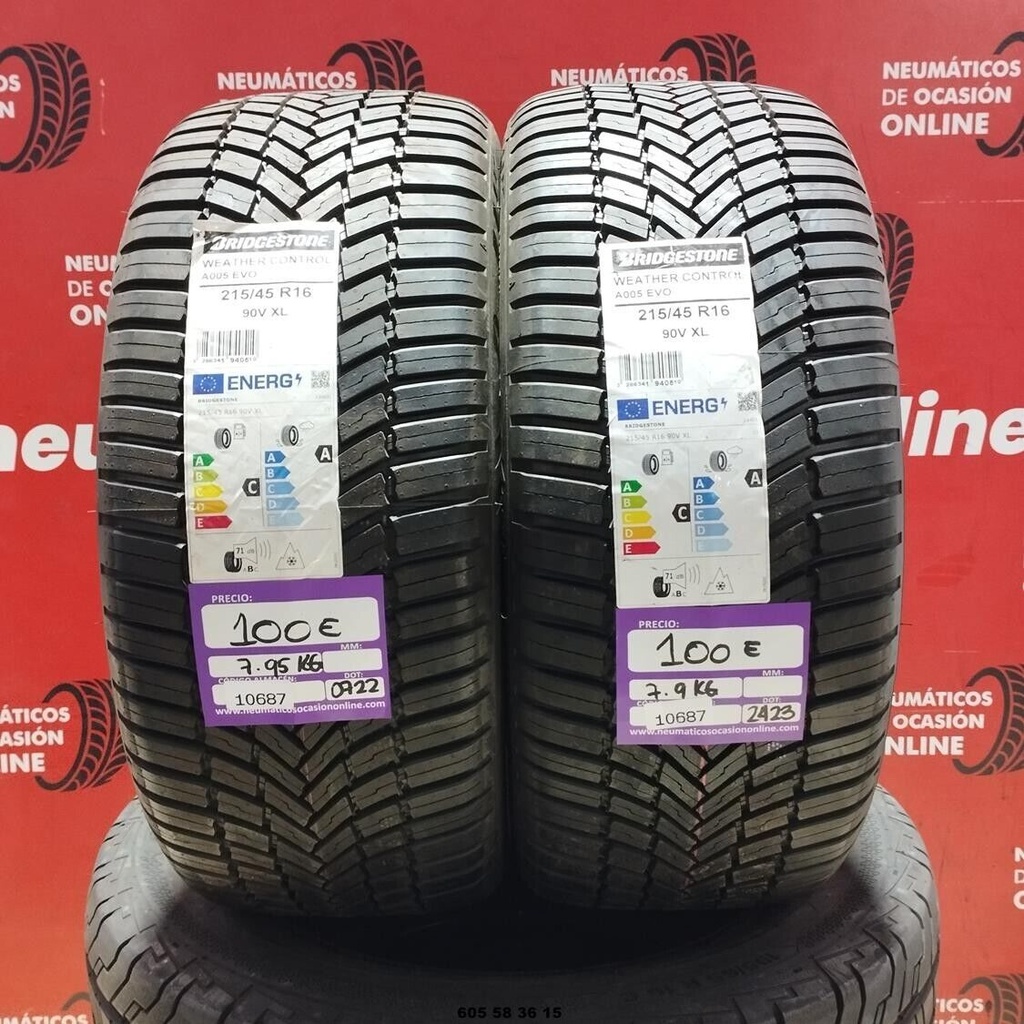 2x 215 45 R16 90V XL BRIDGESTONE WEATHER  DOT: 0722/2423  (SIN USO) Ref.10687