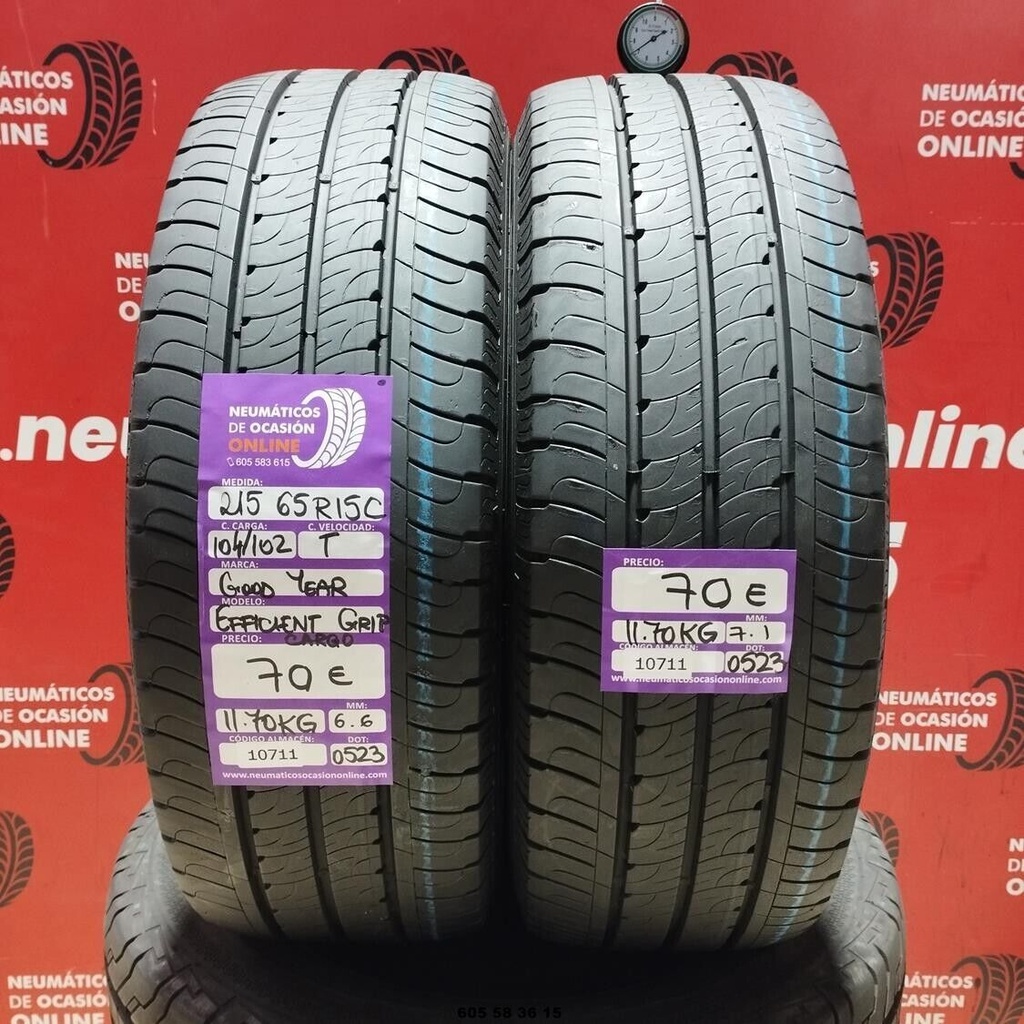 2x 215 65 R 15C 104/102T GOODYEAR EFFICIENT GRIP CARGO 6.6/7.1mm REF:10711