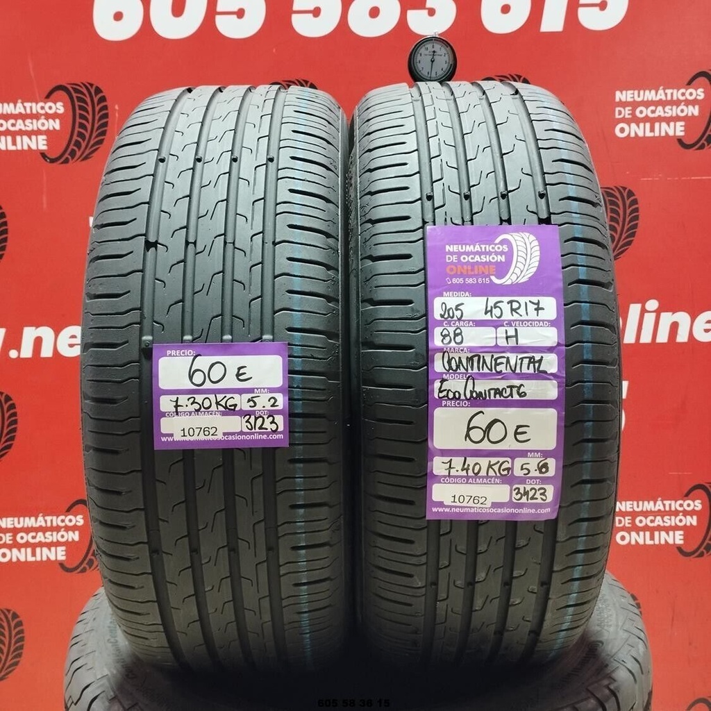 2x 205 45 R17 88H CONTINENTAL ECOCONTACT 5.6/5.2mm REF:10762