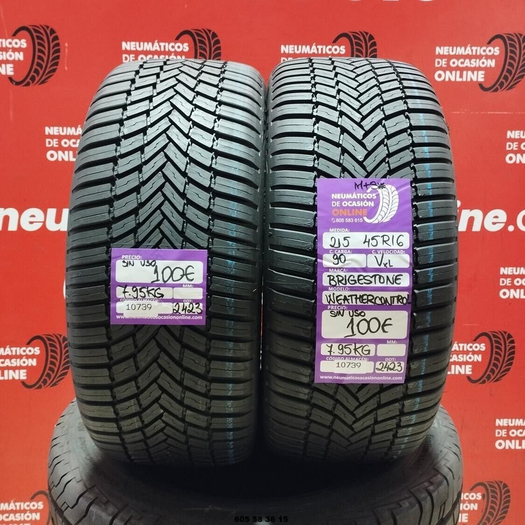 2x 215 45 R16 90VXL BRIDGESTONE WEATHER CONTROL M+S* DOT:2423(SIN USO) Ref.10739