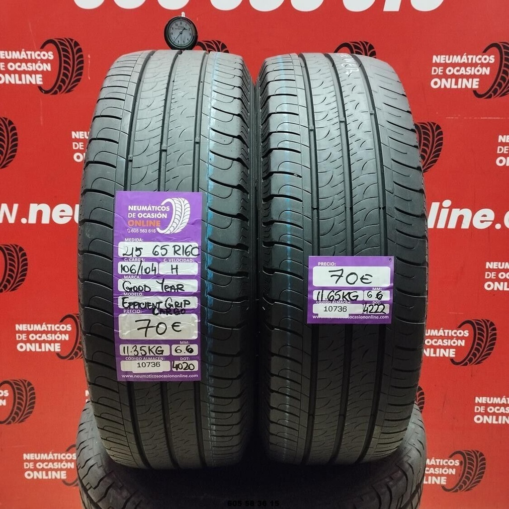 2x 215 65 R 16C 106/104H GOODYEAR EFFICIENT GRIP 6.6/6.6mm REF:10736