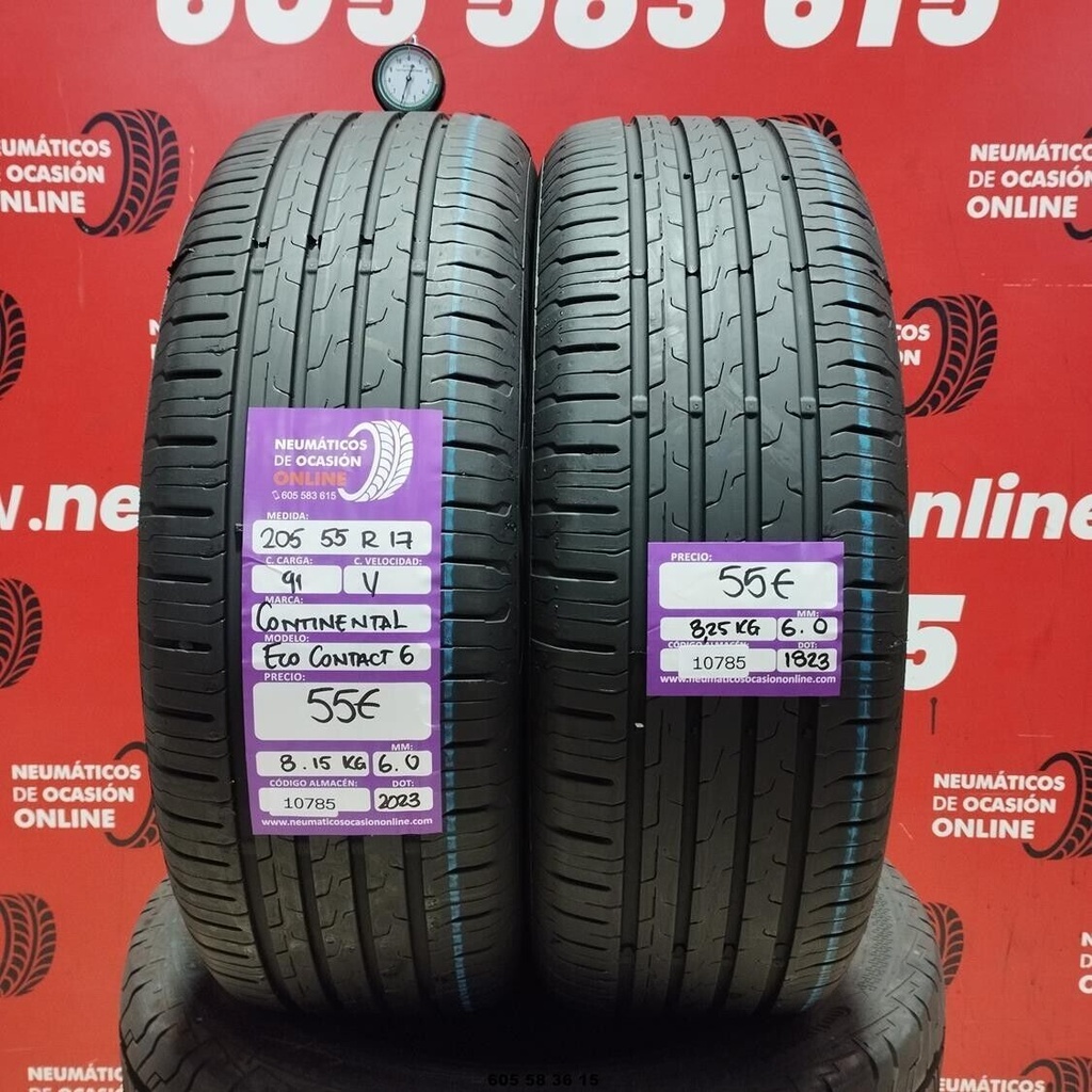 2x 205 55 R17 91V CONTINENTAL ECO CONTACT6 6.0/6.0mm REF:10785