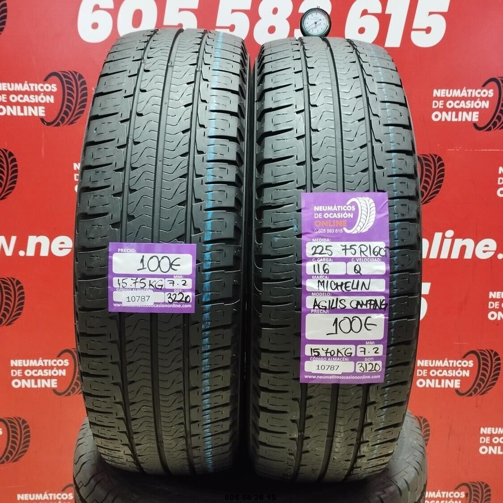 2x 225 75 R 16C 116Q MICHELIN AGILIS CAMPING 7.2/7.2mm REF:10787