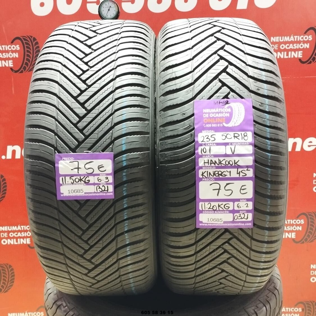 2x 235 50 R18 101V HANKOOK KINERGY 4S2 M+S* 6.3/6.2mm REF:10685