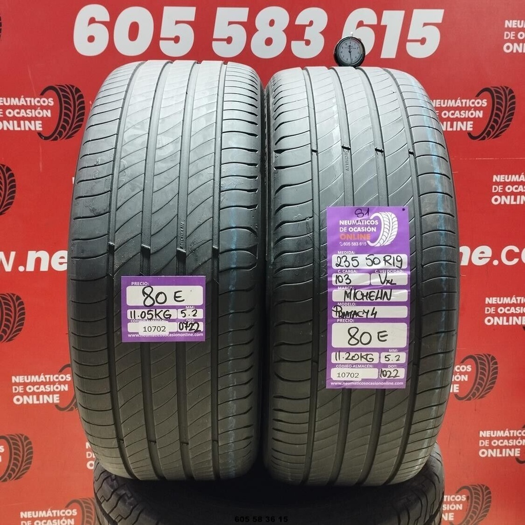 2x 235 50 R19 103VXL MICHELIN PRIMACY4 S1 5.2/5.2mm REF:10702