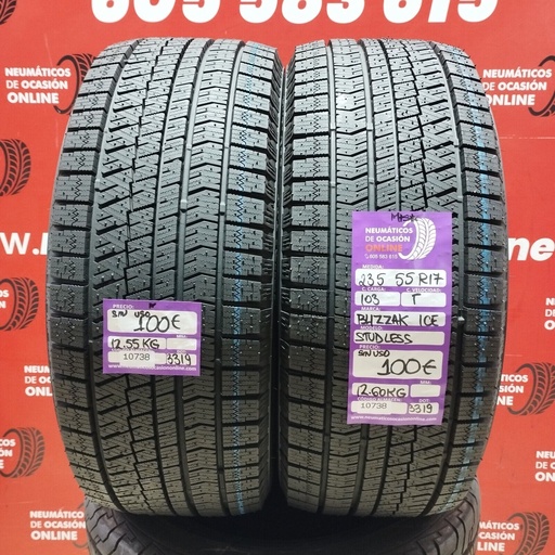 [Ref.10738] 2x 235 55 R17 BRIDGESTONE BLIZZAK ICE STUDLESS M+S* DOT: 3319(SIN USO) Ref.10738