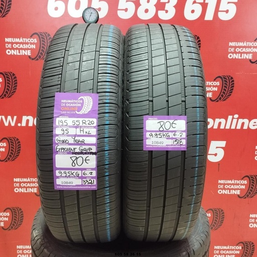 [Ref.10849] 2x 195 55 R20 95HXL GOODYEAR EFFICIENT GRIP 6.2/6.2mm Ref.10849