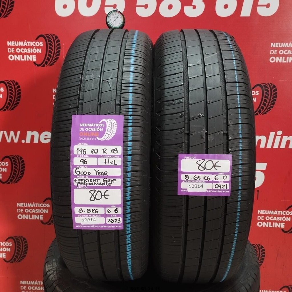 2x 195 60 R18 96HXL GOODYEAR EFFICIENT GRIP 6.6/6.0mm REF:10814