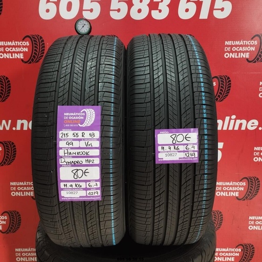 [Ref.10827] 2x 215 55 R18 99VXL HANKOOK DYNAPRO HP2 6.7/6.7mm REF:10827