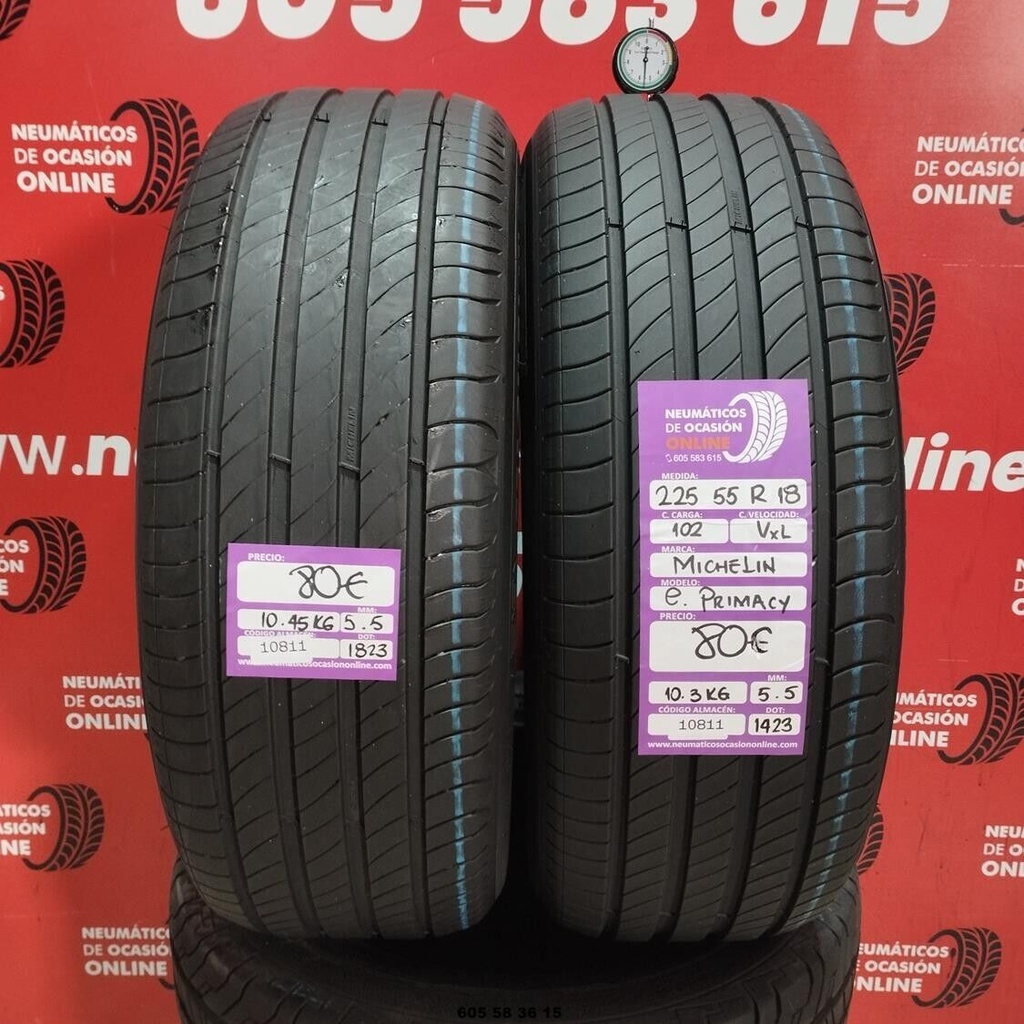 2x 225 55 R18 102VXL MICHELIN e. PRIMACY 5.5/5.5mm Ref.10811