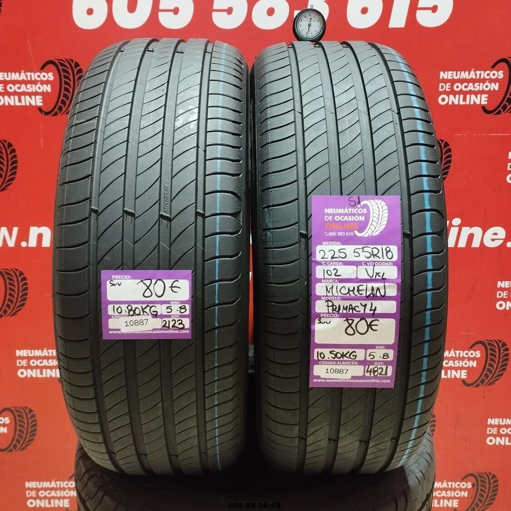 2x 225 55 R18 102VXL MICHELIN PRIMACY4 S1 SUV 5.8/5.8mm Ref.10887