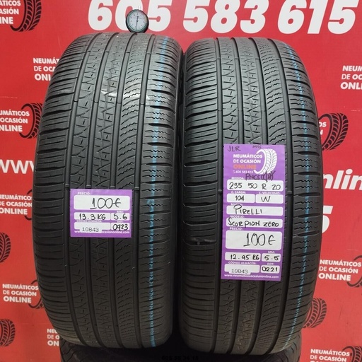 [Ref: 10843] 2x 235 50 R20 104W PIRELLI SCORPION ZERO JLR M+S PNCS 5.6/5.5mm REF:10843